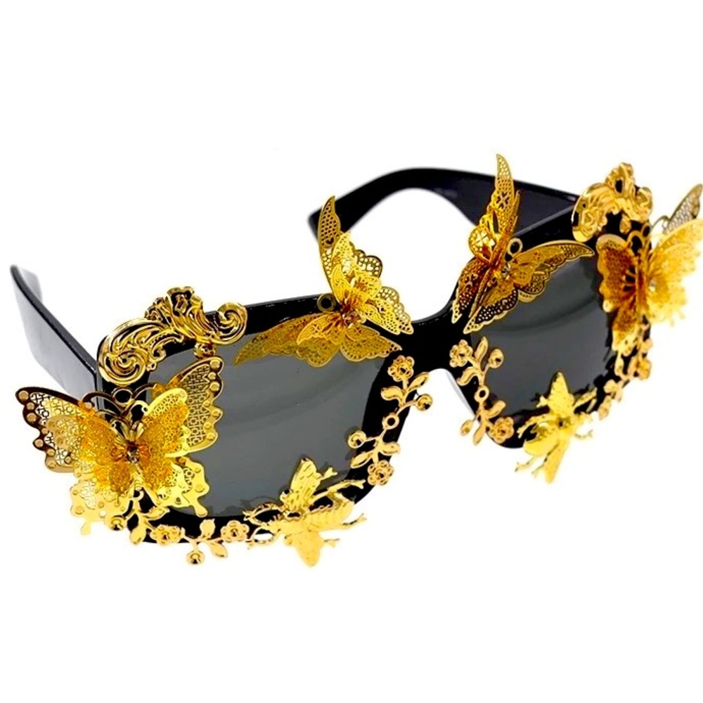 🆕New Vintage-Embellished Butterfly Sunglasses - Picture 2 of 8